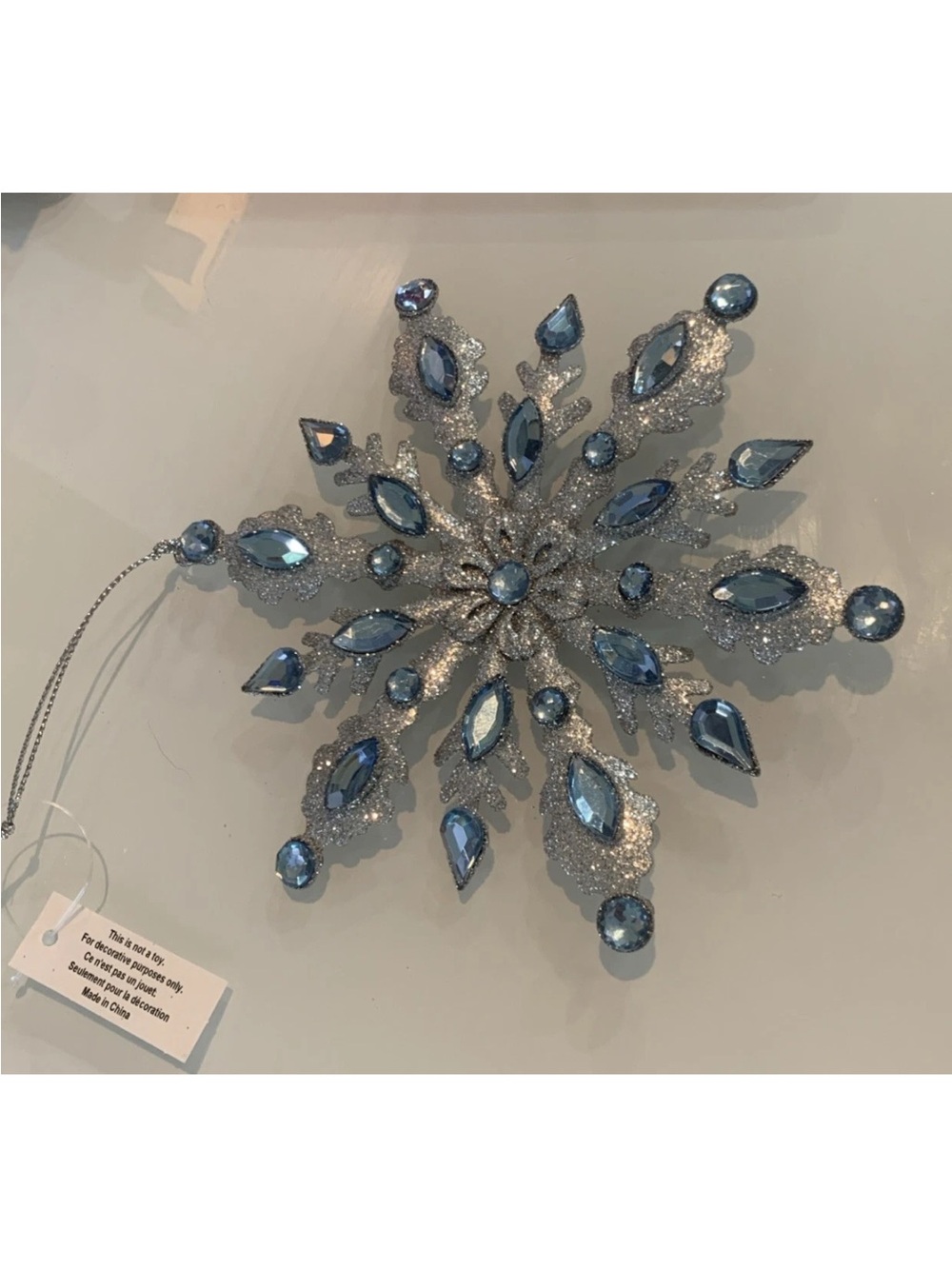 Bath & Body Works Silver and Blue magnetic Snowflake Ornament with Faceted Gems